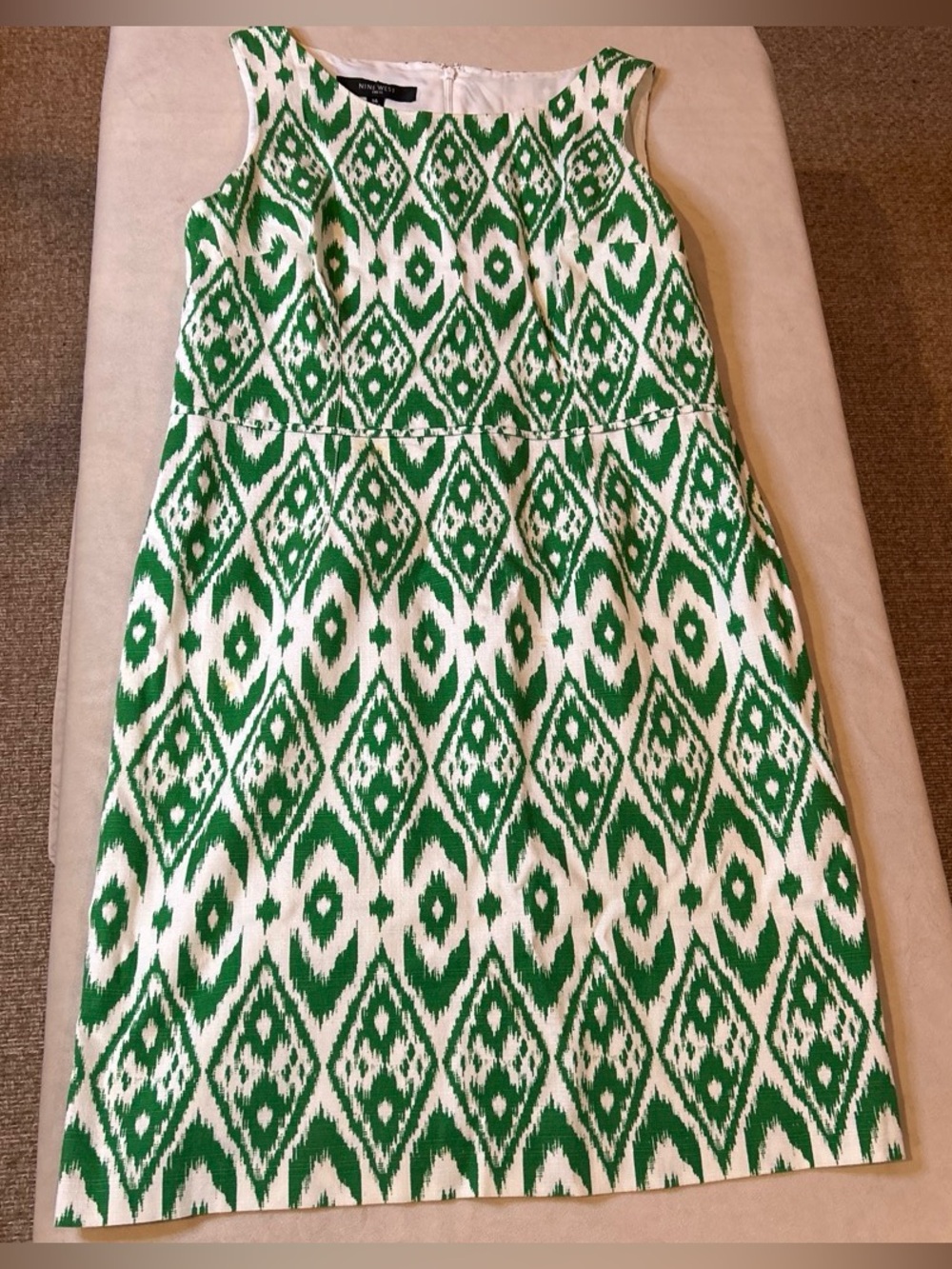 Nine West Green and White Patterned Pencil Skirt